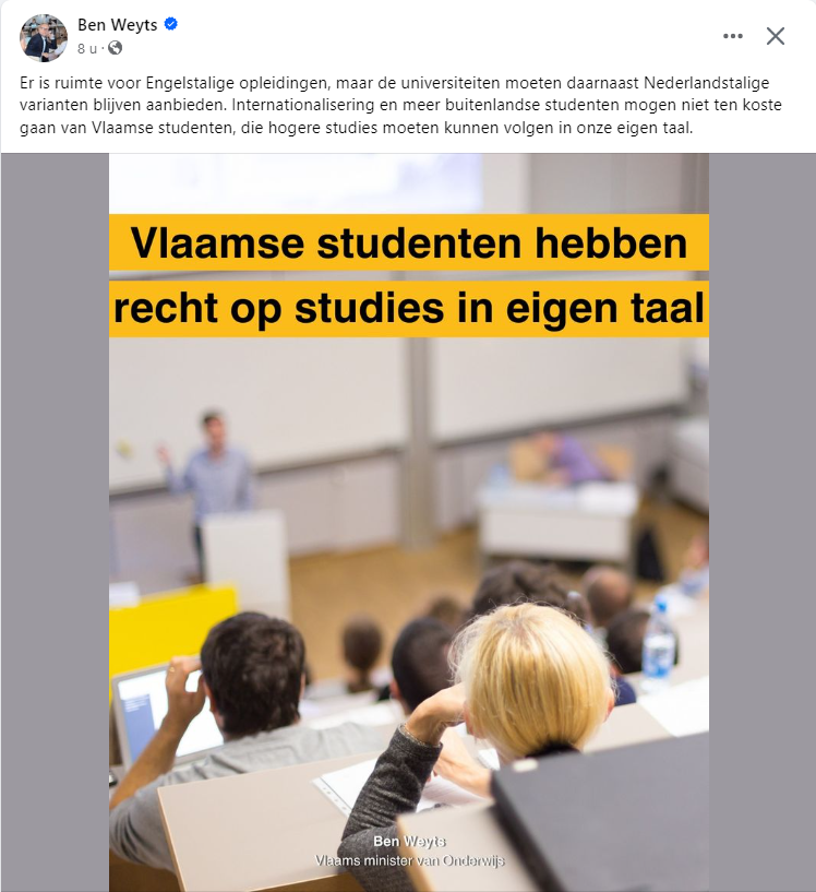 Pleidooi voor nederlandstalig onderwijs